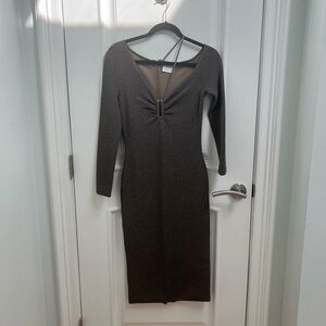 Herve Leger Dark Brown Long Sleeve Dress NWOT